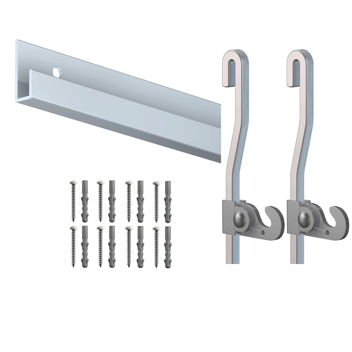 Cimaise Box PREMIUM Classic Rail Gris + Tige 4 mm - 200 cm - Kit tout en un
