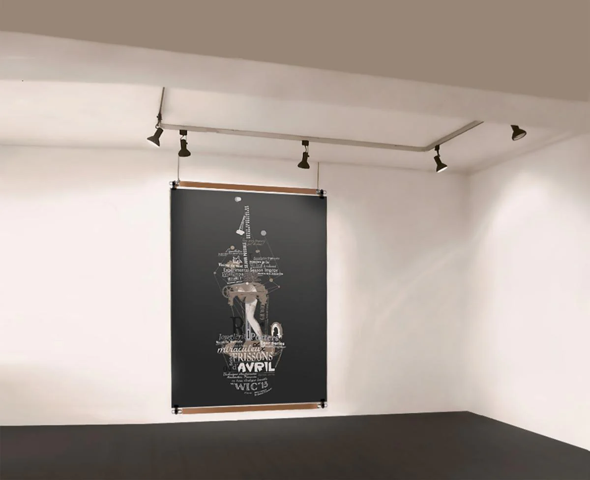 Kit accrochage mural Porte Affiche Poster Pant + click rail (clips + visserie) + fils et crochets - Image 3