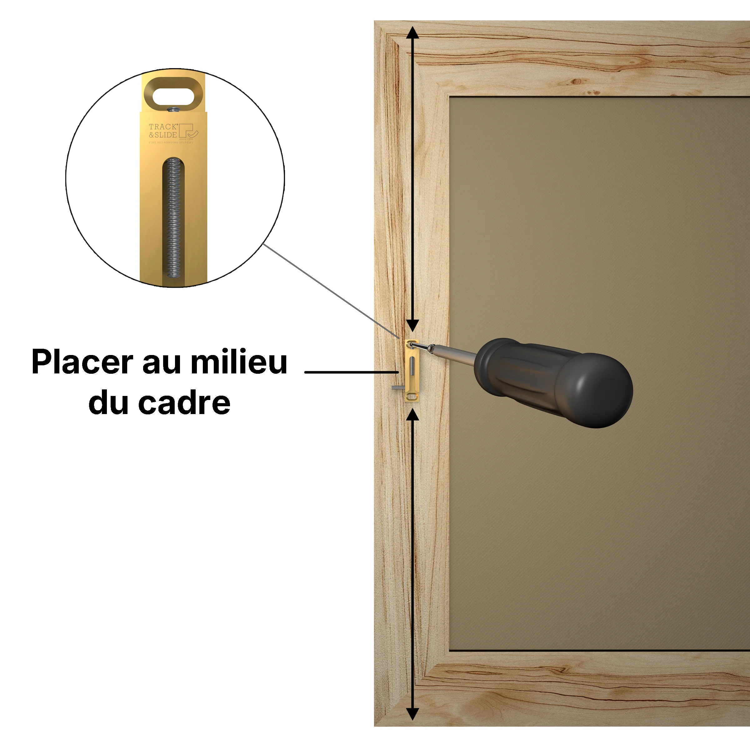 Platine sécurisée à visser sur cadre/chassis bois 40 kg (Junior S) accrochage d'œuvres Track & Slide - Image 2